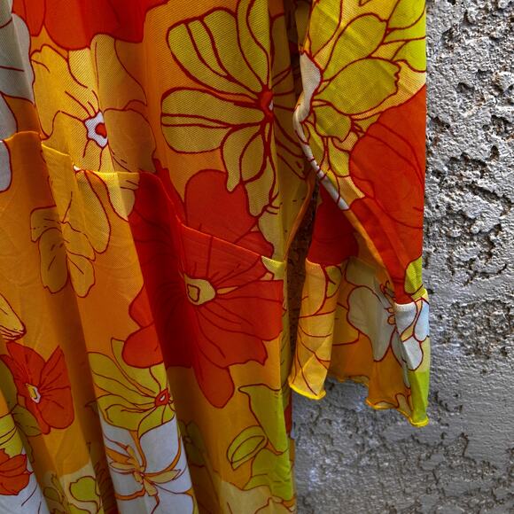ModCloth Tropicana Isle Mesh Midi Dress Orange Yellow Floral Womens Size 2X - Picture 9 of 9